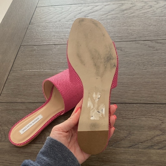 Saks 5th Avenue Bright Pink Slide Sandals | Size 9 - Picture 8 of 11